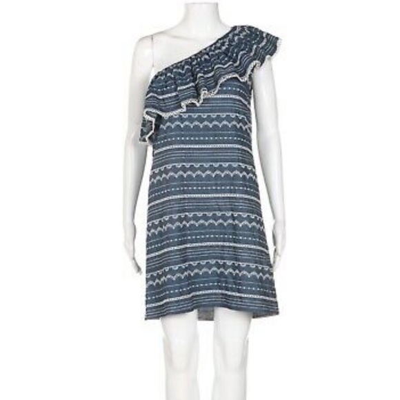 PARKER Blue Embroidered One Shoulder Dress XS - Picture 3 of 11